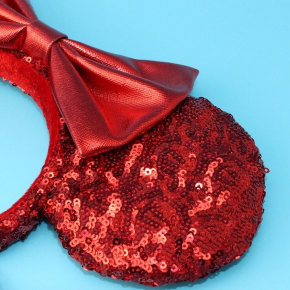 Disney Parks Minnie Ears Pirate Disneyland Red Sequin Bow Headband US Ship
